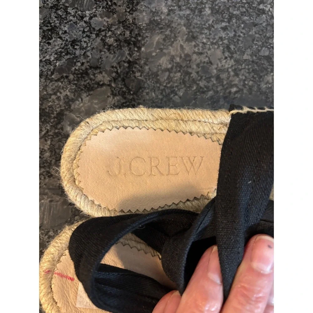 J CREW Black Canvas Espadrilles Sling Back 9 Beach Summer